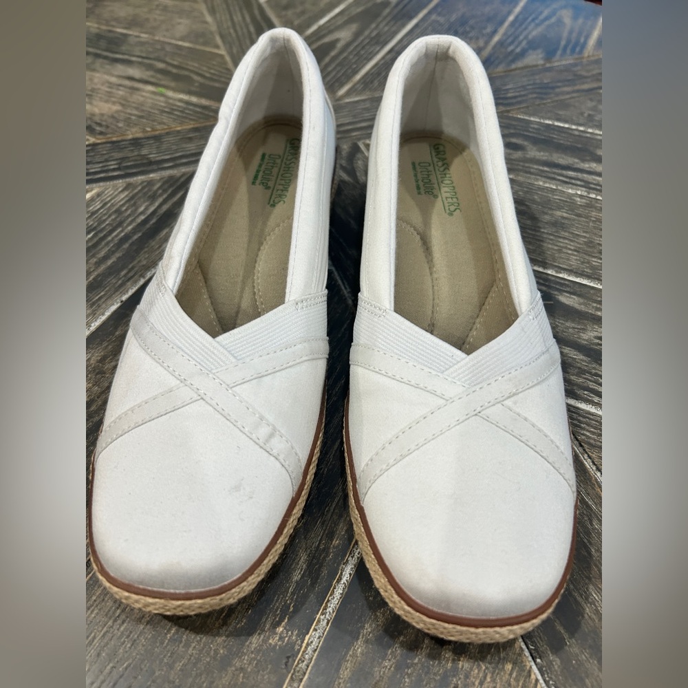 Grasshoppers White Wedge Slip On Keds Comfort Casual Shoes Size 9.5